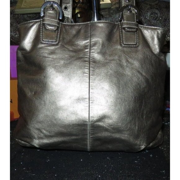 Coach Soho Metallic Gold Bronze Leather Pleated Carryall Handbag - Picture 2 of 12